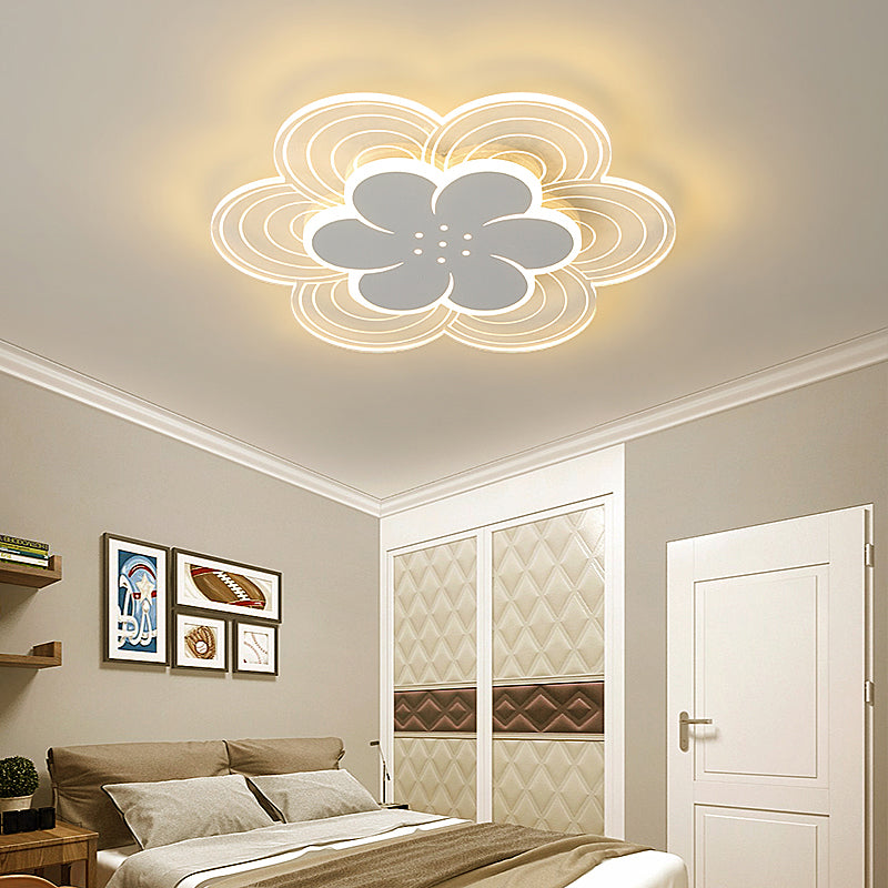 White Flower Flush Mount LED Light for Bedroom