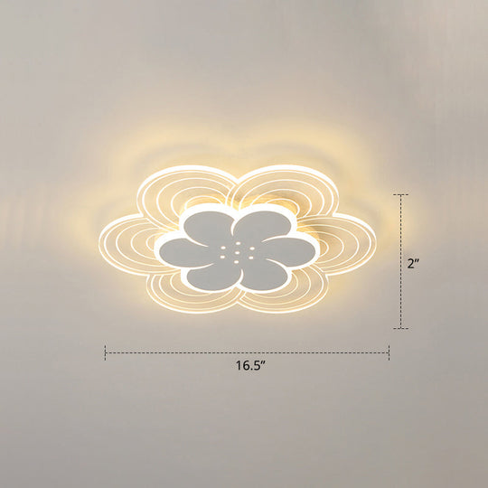 White Flower Flush Mount LED Light for Bedroom