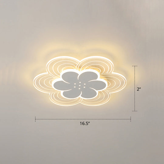 White Flower Flush Mount LED Light for Bedroom