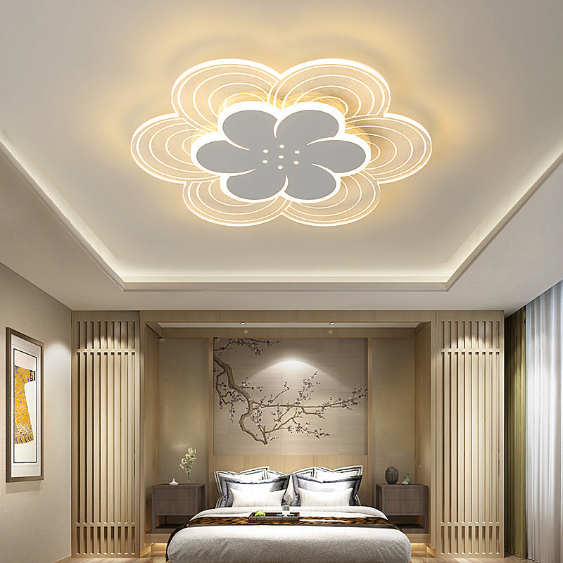 White Flower Flush Mount LED Light for Bedroom