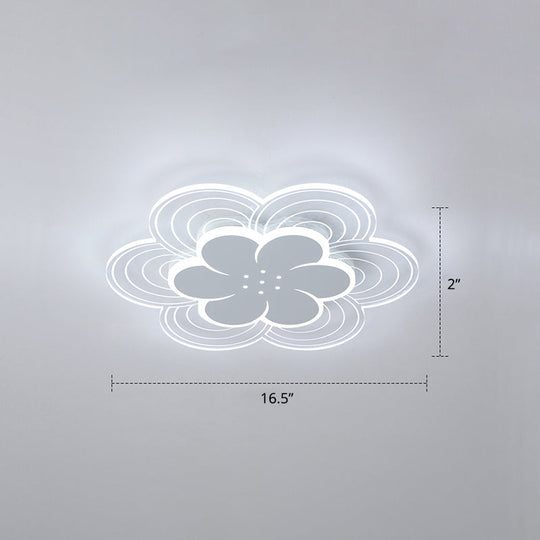 White Flower Flush Mount LED Light for Bedroom