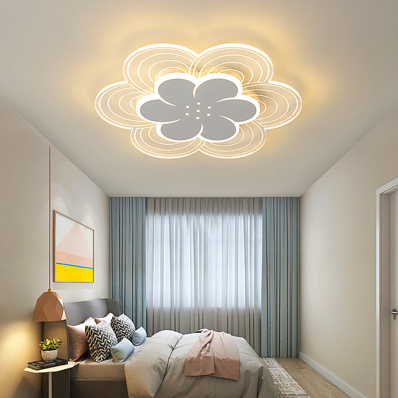 White Flower Flush Mount LED Light for Bedroom