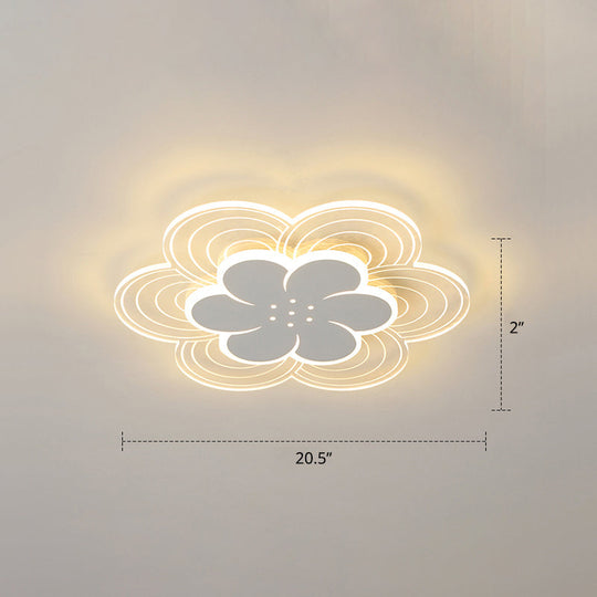 White Flower Flush Mount LED Light for Bedroom