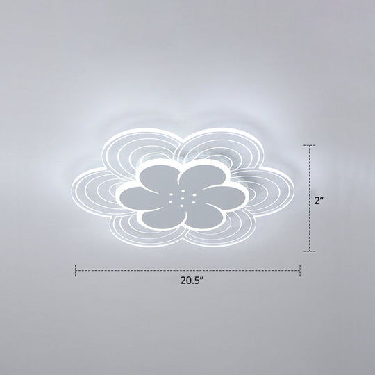 White Flower Flush Mount LED Light for Bedroom