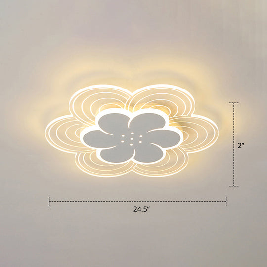 White Flower Flush Mount LED Light for Bedroom