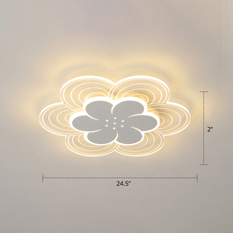 White Flower Flush Mount LED Light for Bedroom