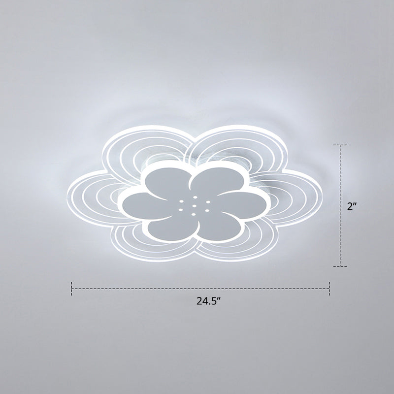 White Flower Flush Mount LED Light for Bedroom