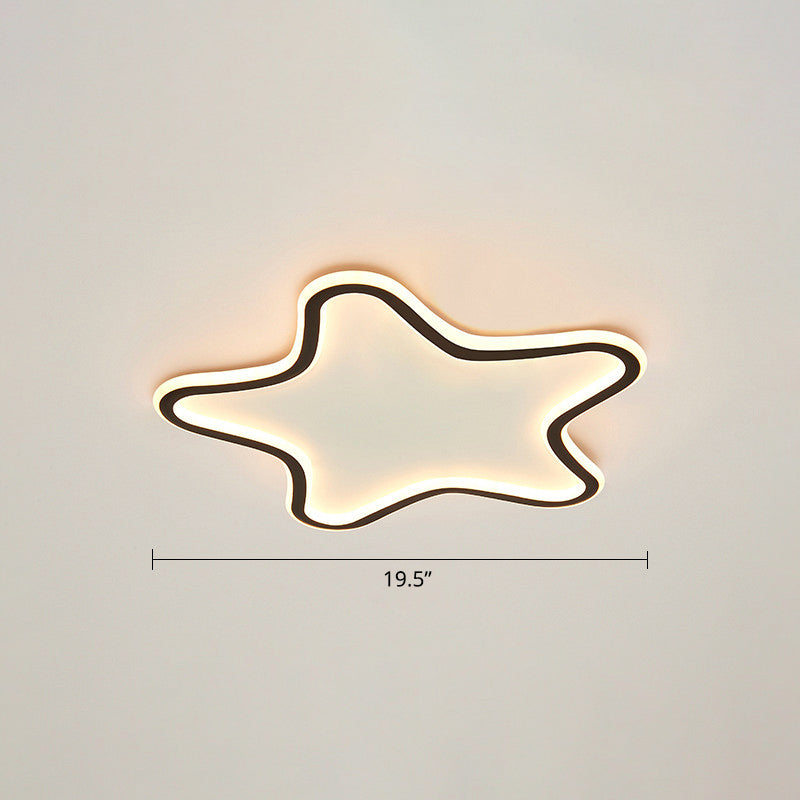 Kids Cartoon Star Led Ceiling Light Creative Aluminum Flush Mount For Childrens Bedroom - Ultrathin