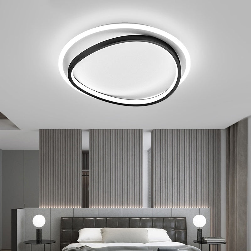 Modern Black Triangle Led Ceiling Light For Bedroom - Simplicity Metal Flush Mount Lamp