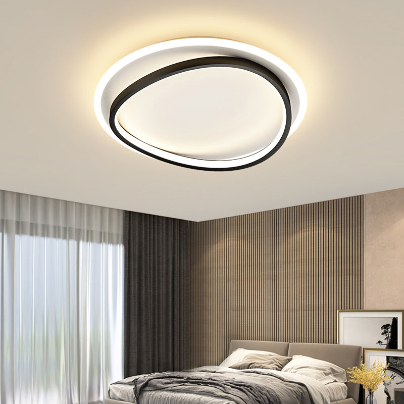 Modern Black Triangle Led Ceiling Light For Bedroom - Simplicity Metal Flush Mount Lamp