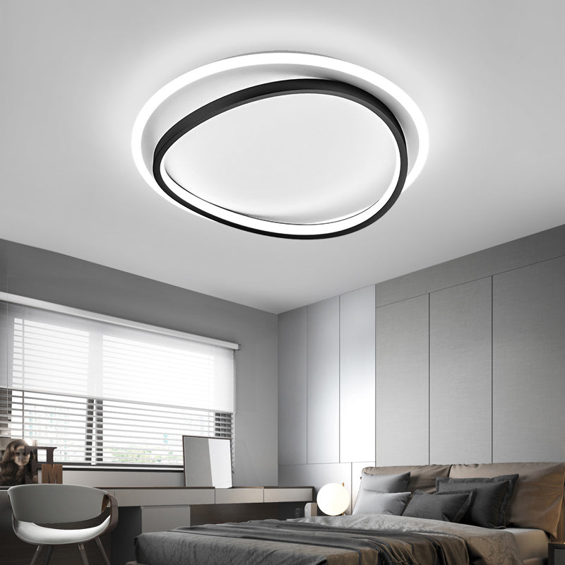 Modern Black Triangle Led Ceiling Light For Bedroom - Simplicity Metal Flush Mount Lamp