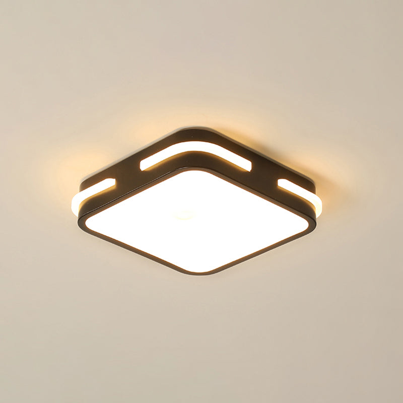 Minimalist Black Acrylic Led Flush Mount Ceiling Light For Corridors / Warm Square Plate