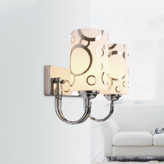 Modern Glass Cylinder Wall Sconce 1/2-Lights - Chrome Finish Bedside Lamp