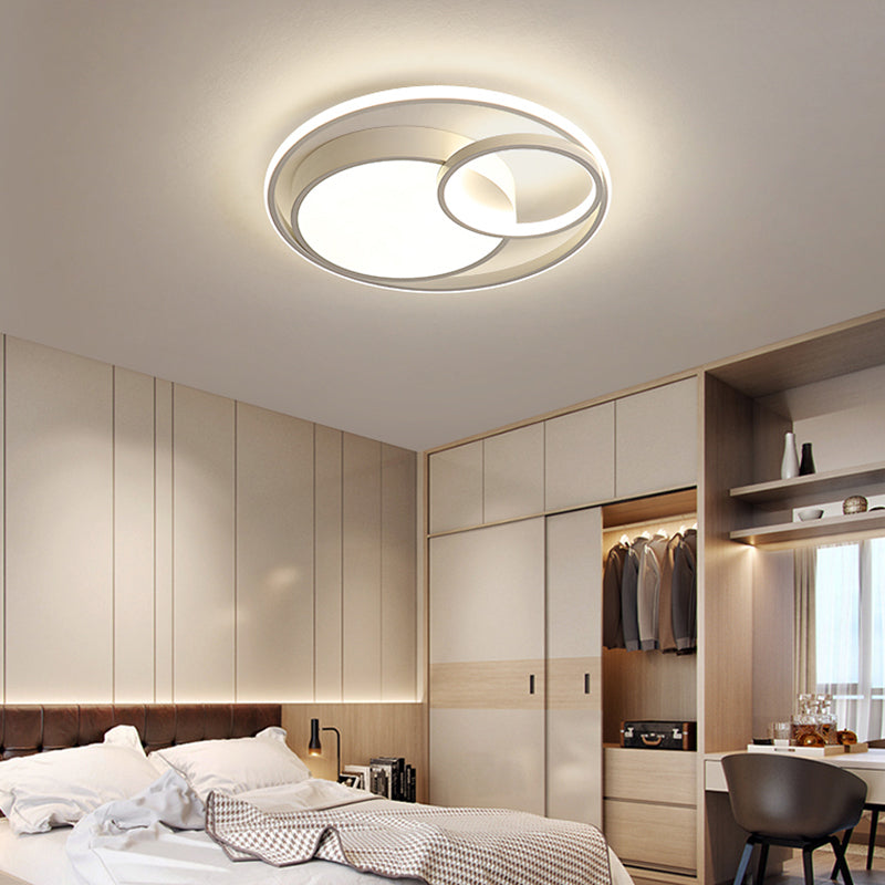 Contemporary Led Flush Mount Ceiling Lamp - Circular Acrylic Bedroom Light Fixture