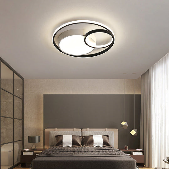 Contemporary Led Flush Mount Ceiling Lamp - Circular Acrylic Bedroom Light Fixture