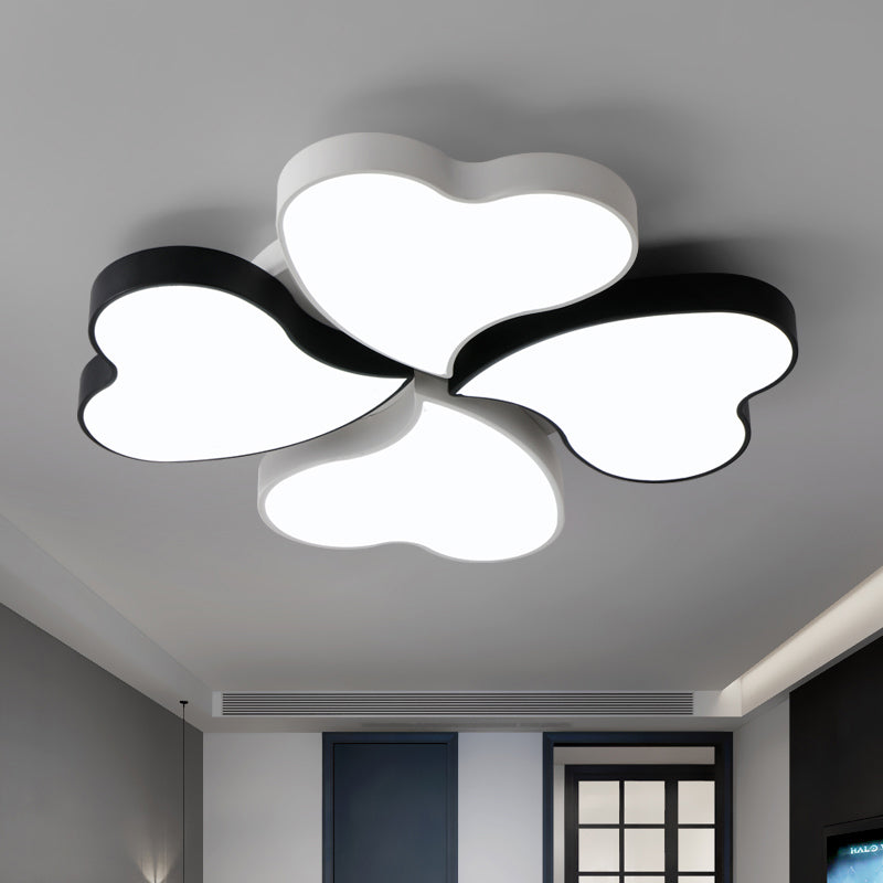 Nordic Led Black-White Clover Flush Mount Ceiling Light For Bedroom