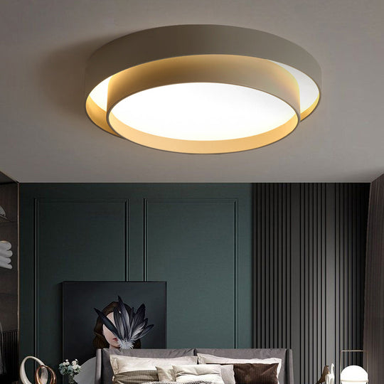 Nordic Led Flushmount Ceiling Light Fixture - Metal 2-Layer Design Ideal For Bedroom Lighting