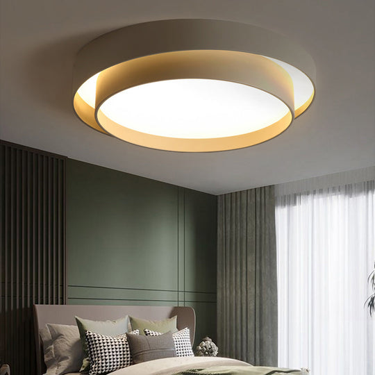 Nordic Led Flushmount Ceiling Light Fixture - Metal 2-Layer Design Ideal For Bedroom Lighting