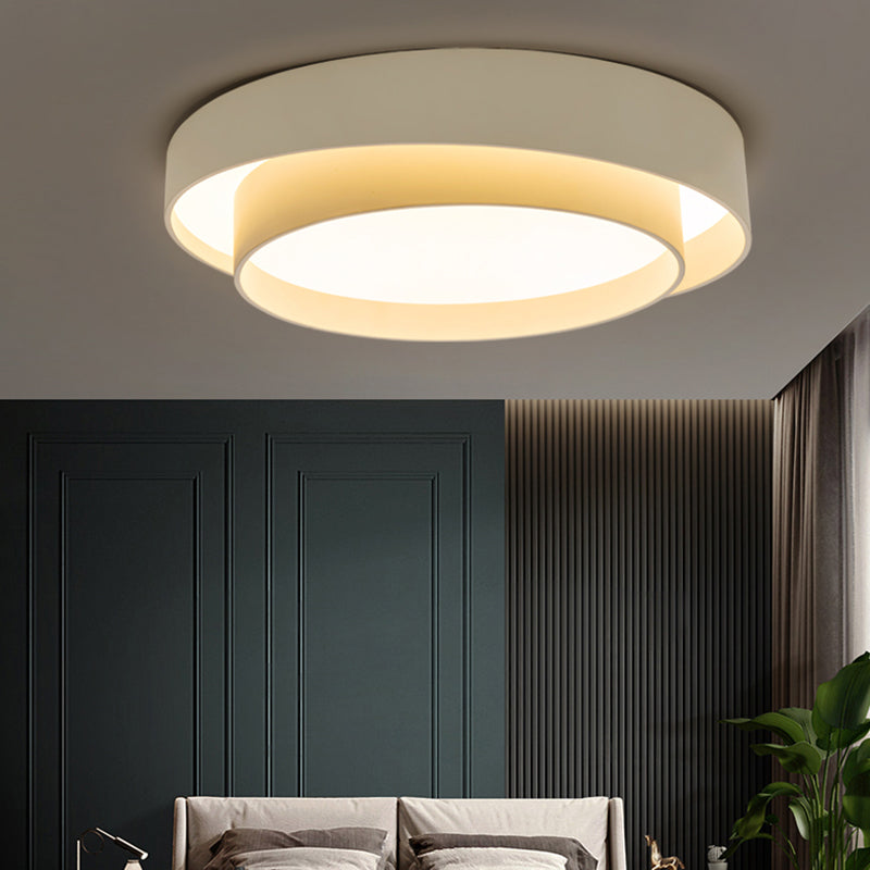 Nordic Led Flushmount Ceiling Light Fixture - Metal 2-Layer Design Ideal For Bedroom Lighting