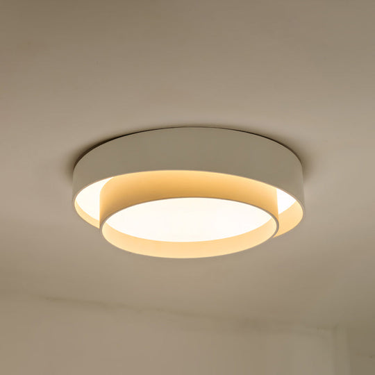 Nordic Led Flushmount Ceiling Light Fixture - Metal 2-Layer Design Ideal For Bedroom Lighting