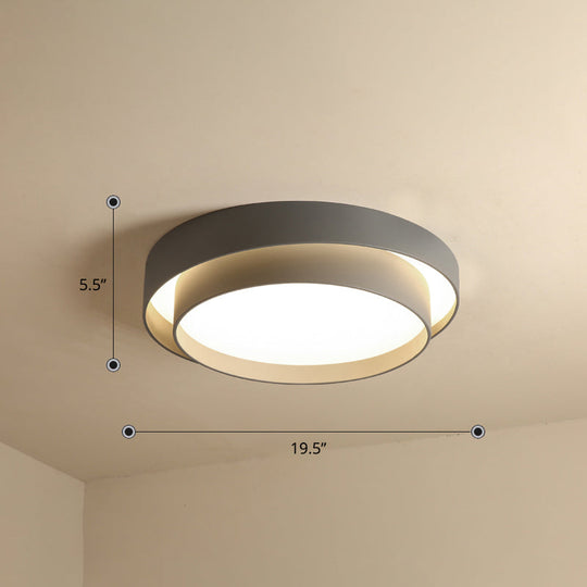 Nordic Led Flushmount Ceiling Light Fixture - Metal 2-Layer Design Ideal For Bedroom Lighting Grey /