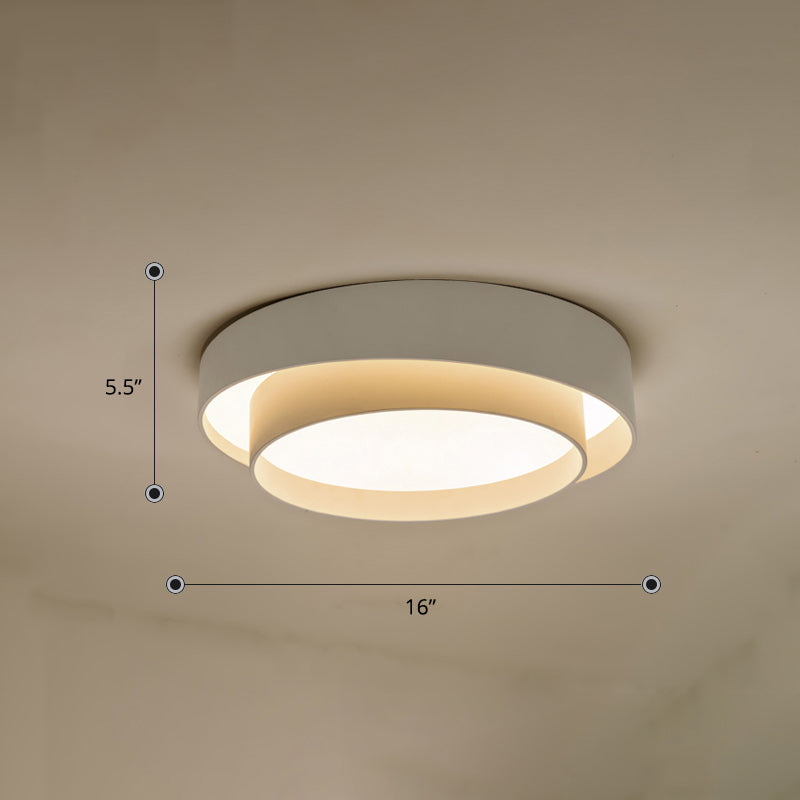 Nordic Led Flushmount Ceiling Light Fixture - Metal 2-Layer Design Ideal For Bedroom Lighting White