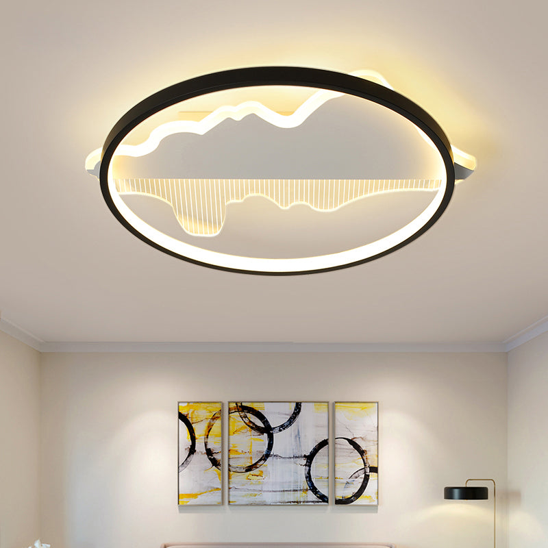 Modern Black Led Flushmount Ceiling Light For Minimalist Bedroom Décor