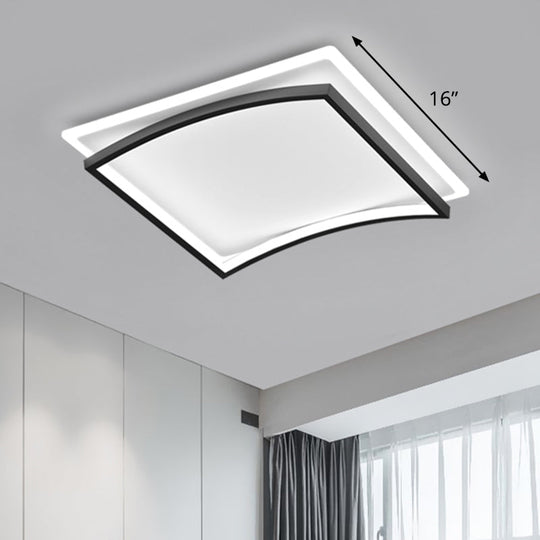 Curved Flush Mount Metal Ceiling Light in Black and White - Simple & Stylish Living Room Fixture