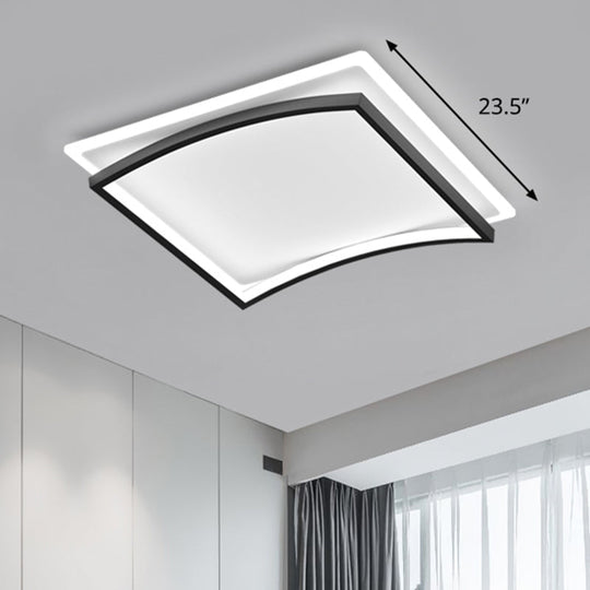 Curved Flush Mount Metal Ceiling Light in Black and White - Simple & Stylish Living Room Fixture