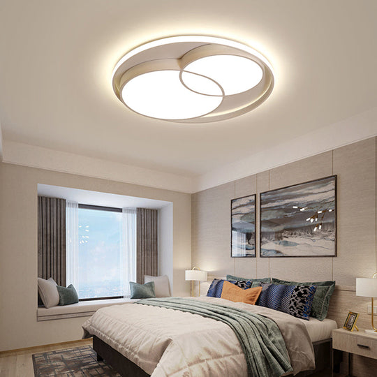 Nordic Led Round Flush Mount Ceiling Light With Acrylic Shade White / 16.5 Remote Control Stepless