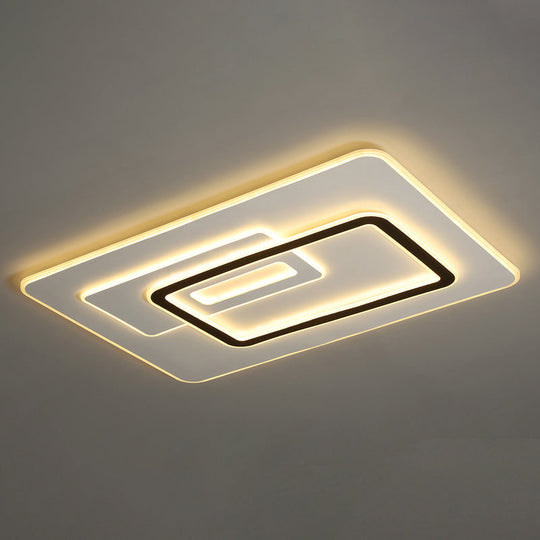 Minimalist Ultrathin Rectangular LED Flush Mount Ceiling Light in White Acrylic