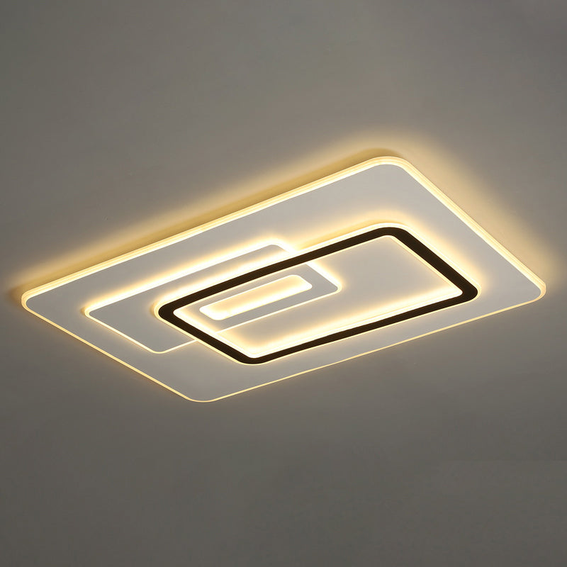 Minimalist Ultrathin Rectangular Led Flush Mount Ceiling Light In White Acrylic