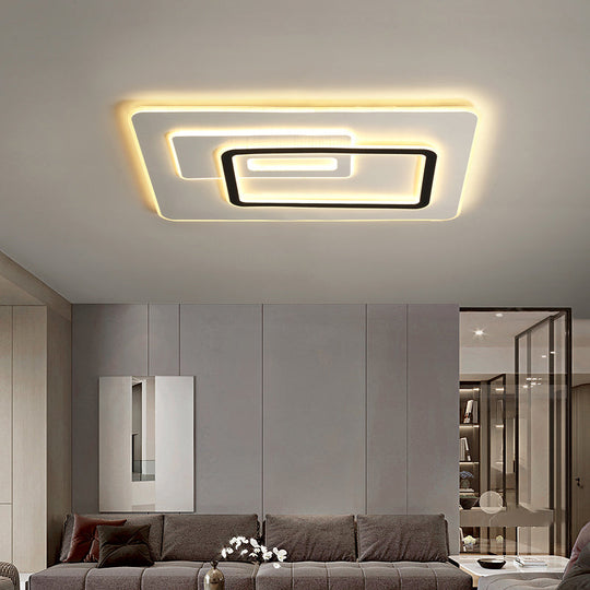 Minimalist Ultrathin Rectangular LED Flush Mount Ceiling Light in White Acrylic