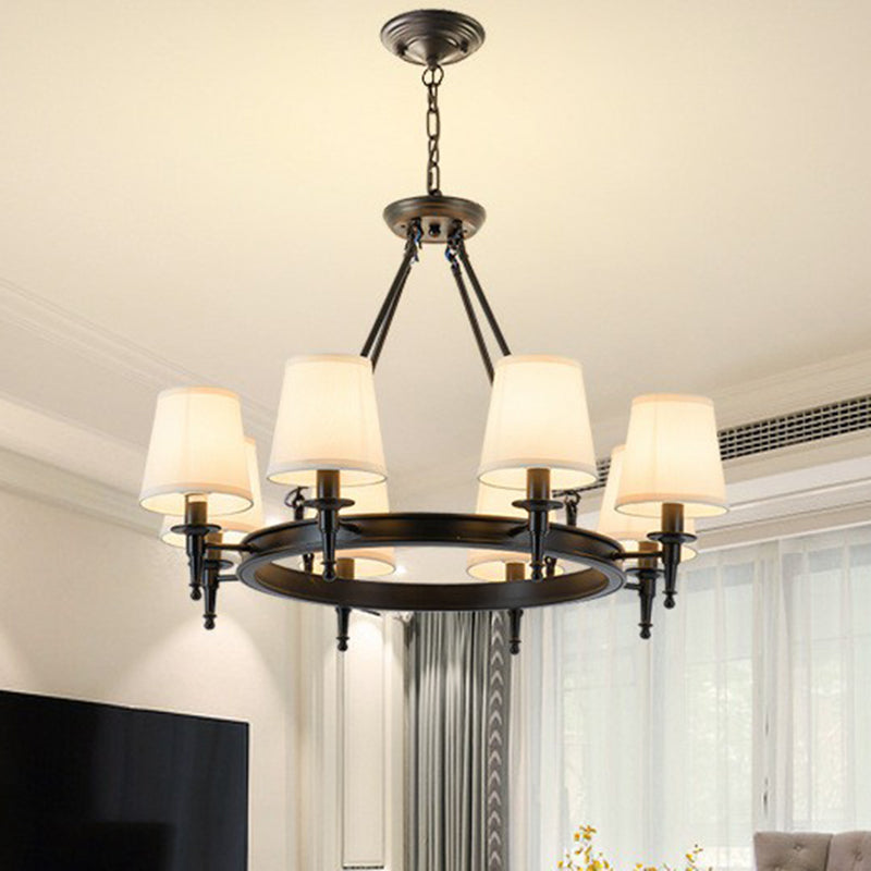 Tapered Fabric Chandelier Ceiling Lamp For Living Room