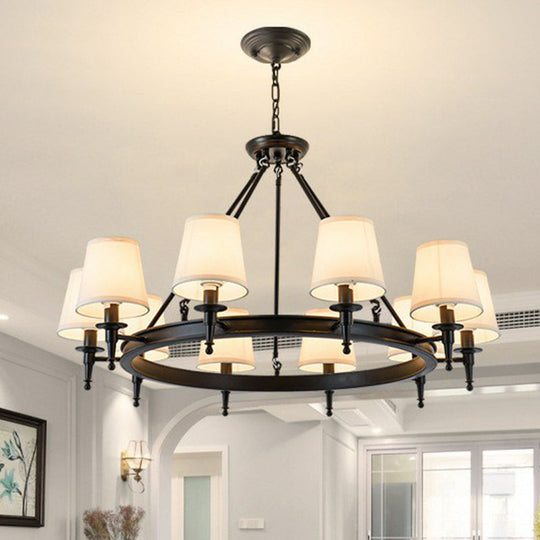 Tapered Fabric Chandelier Ceiling Lamp For Living Room