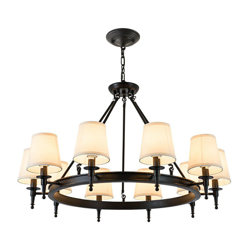 Tapered Fabric Chandelier Ceiling Lamp For Living Room