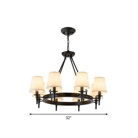 Tapered Fabric Chandelier Ceiling Lamp For Living Room