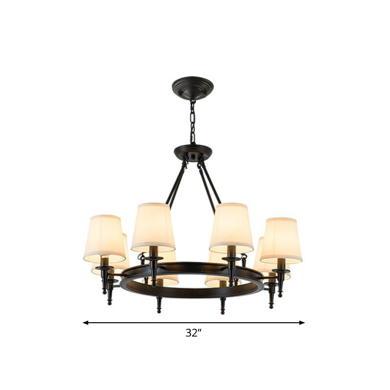 Tapered Fabric Chandelier Ceiling Lamp For Living Room 8 / Black