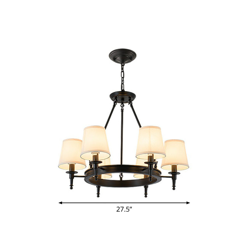 Tapered Fabric Chandelier Ceiling Lamp For Living Room 6 / Black