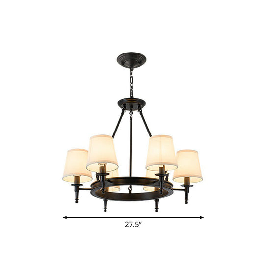 Tapered Fabric Chandelier Ceiling Lamp For Living Room 6 / Black