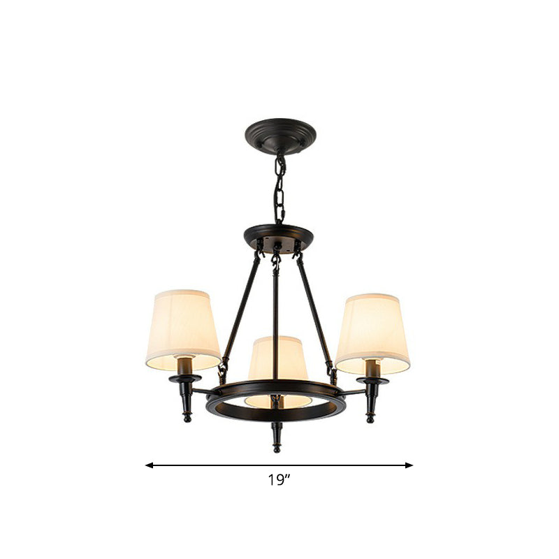 Tapered Fabric Chandelier Ceiling Lamp For Living Room 3 / Black