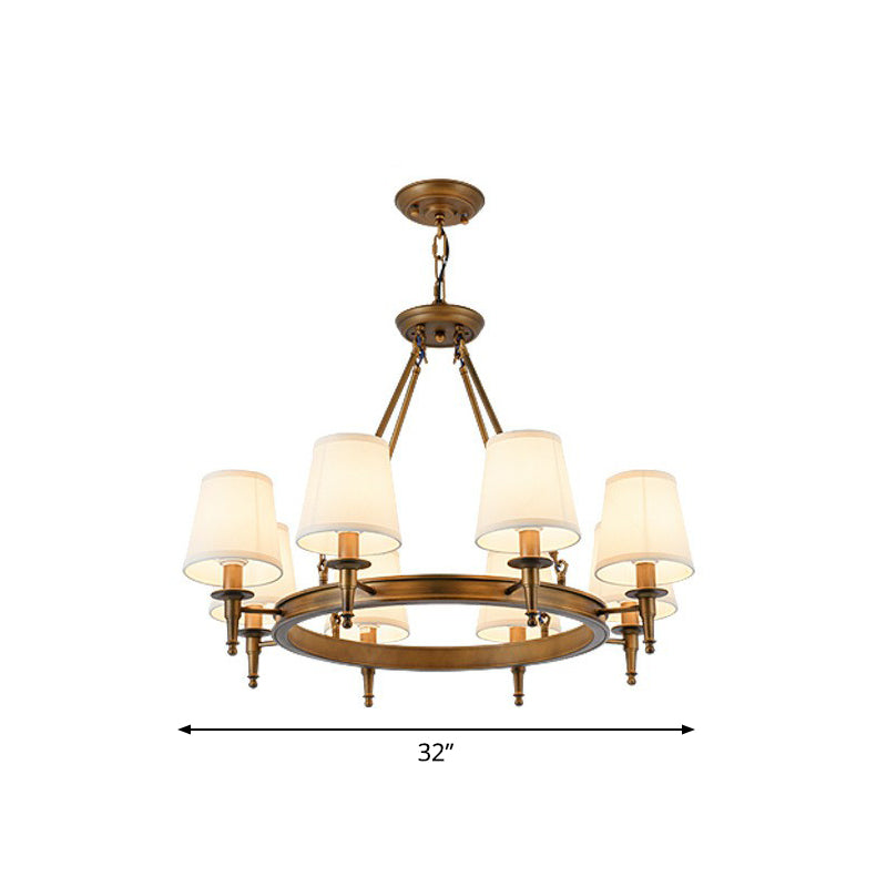 Tapered Fabric Chandelier Ceiling Lamp For Living Room 8 / Bronze