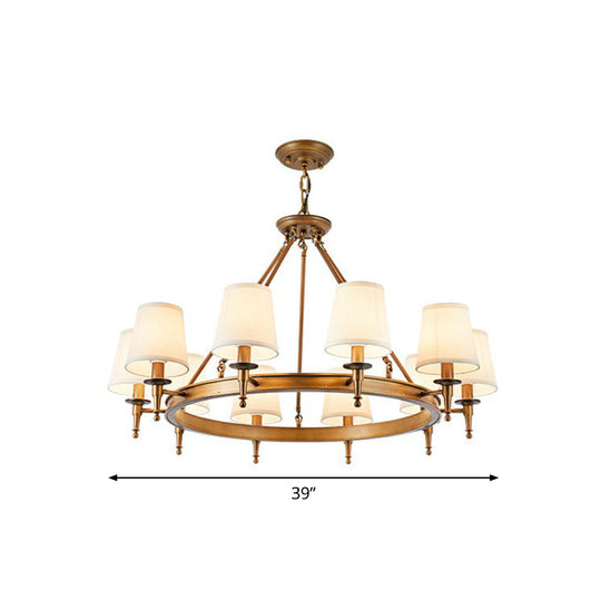 Tapered Fabric Chandelier Ceiling Lamp For Living Room