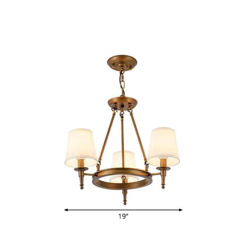 Tapered Fabric Chandelier Ceiling Lamp For Living Room 3 / Bronze