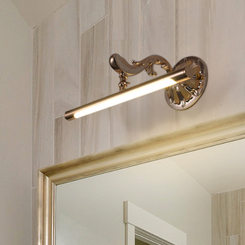 Modern Led Gold Vanity Mirror Light For Bathroom - Wall Mounted Tube Shaped Lamp Metallic Finish