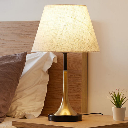 Simplicity Empire Shade Table Light: Elegant Brass Night Lighting For Bedroom (1 Bulb)