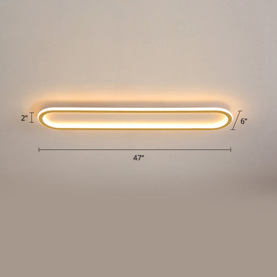 Gold Led Flushmount Light - Oblong Corridor Ceiling Mount Simple Metal Style / 47.5 Warm