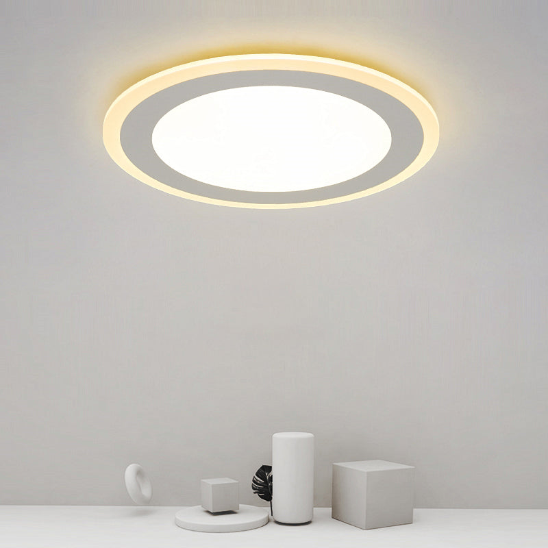 Minimalist White Led Acrylic Disk Flush-Mount Ceiling Light Fixture