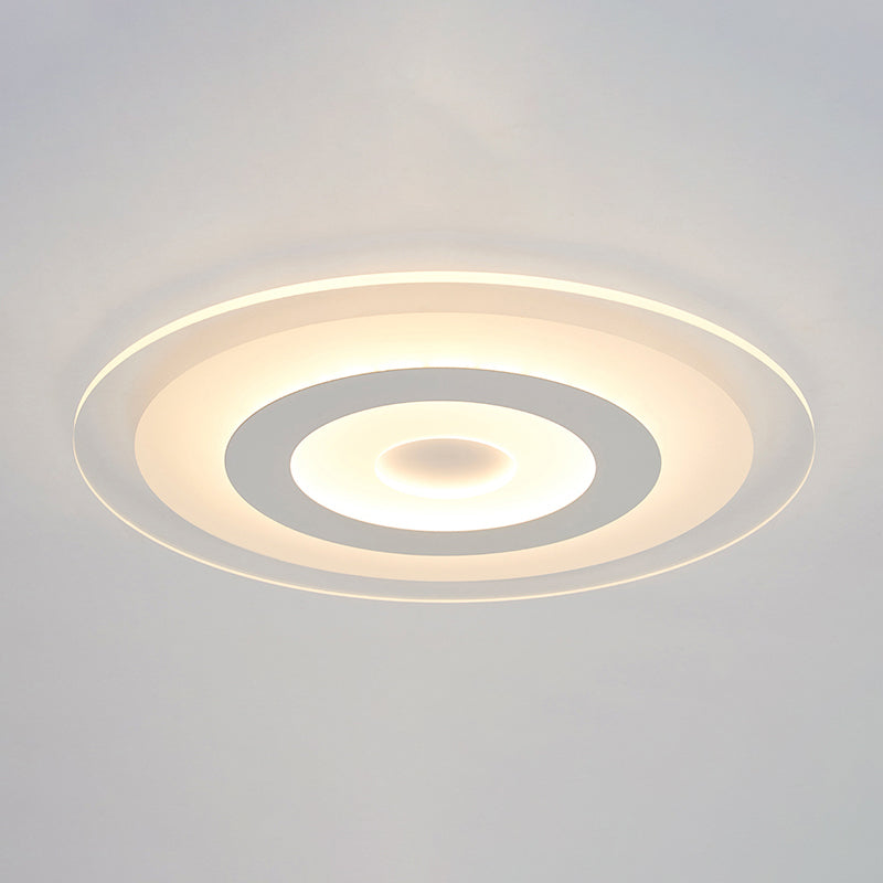 Sleek White Disc Foyer Flush Light With Acrylic Simplicity - Led Mount Ceiling Fixture