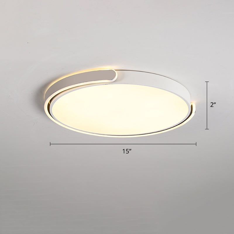 Round Nordic Led Ceiling Light With Acrylic Shade For Bedroom White / 15